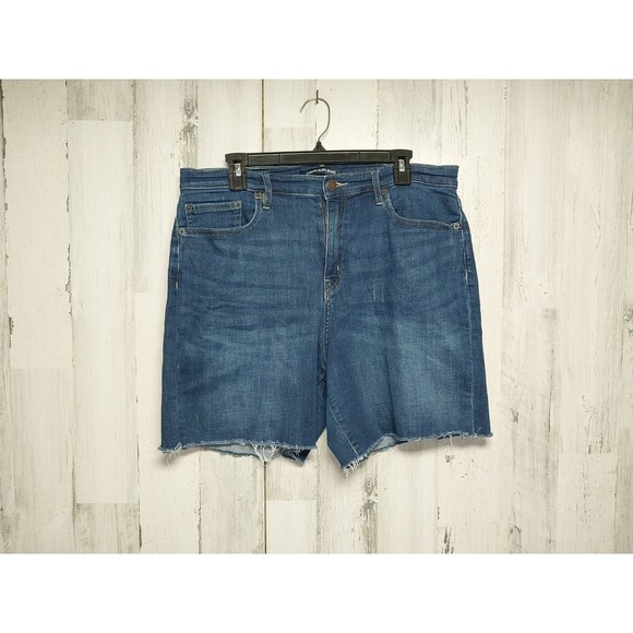 Calvin Klein High Rise Repreve Shorts Womens Size 14 Blue Jean Dark Wash - Picture 1 of 6